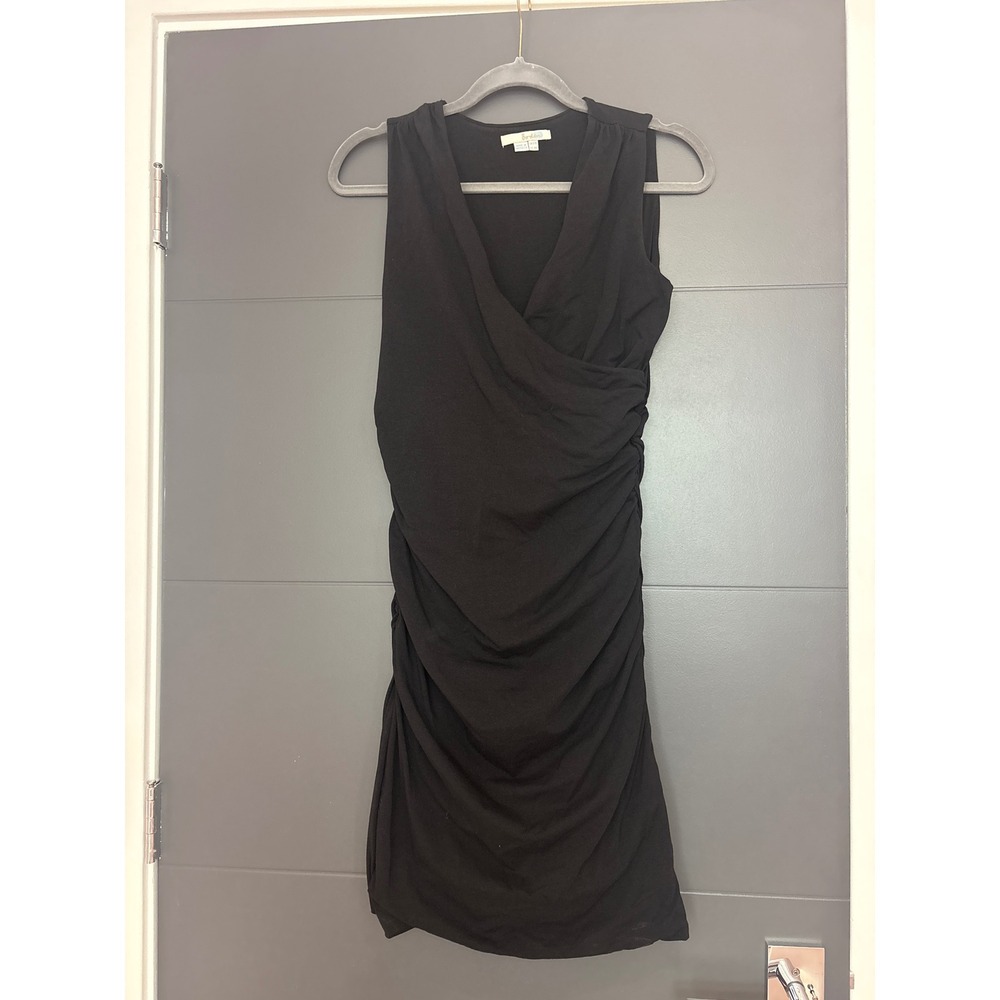 Boden Black Sleeveless Wrap Dress Ruched Bodycon Cocktail Party US 8 UK 12